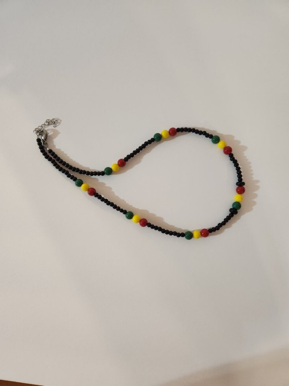Hand Crafted Necklace and Earrings Set Juneteenth Red Yellow Green Black - Picture 5 of 7
